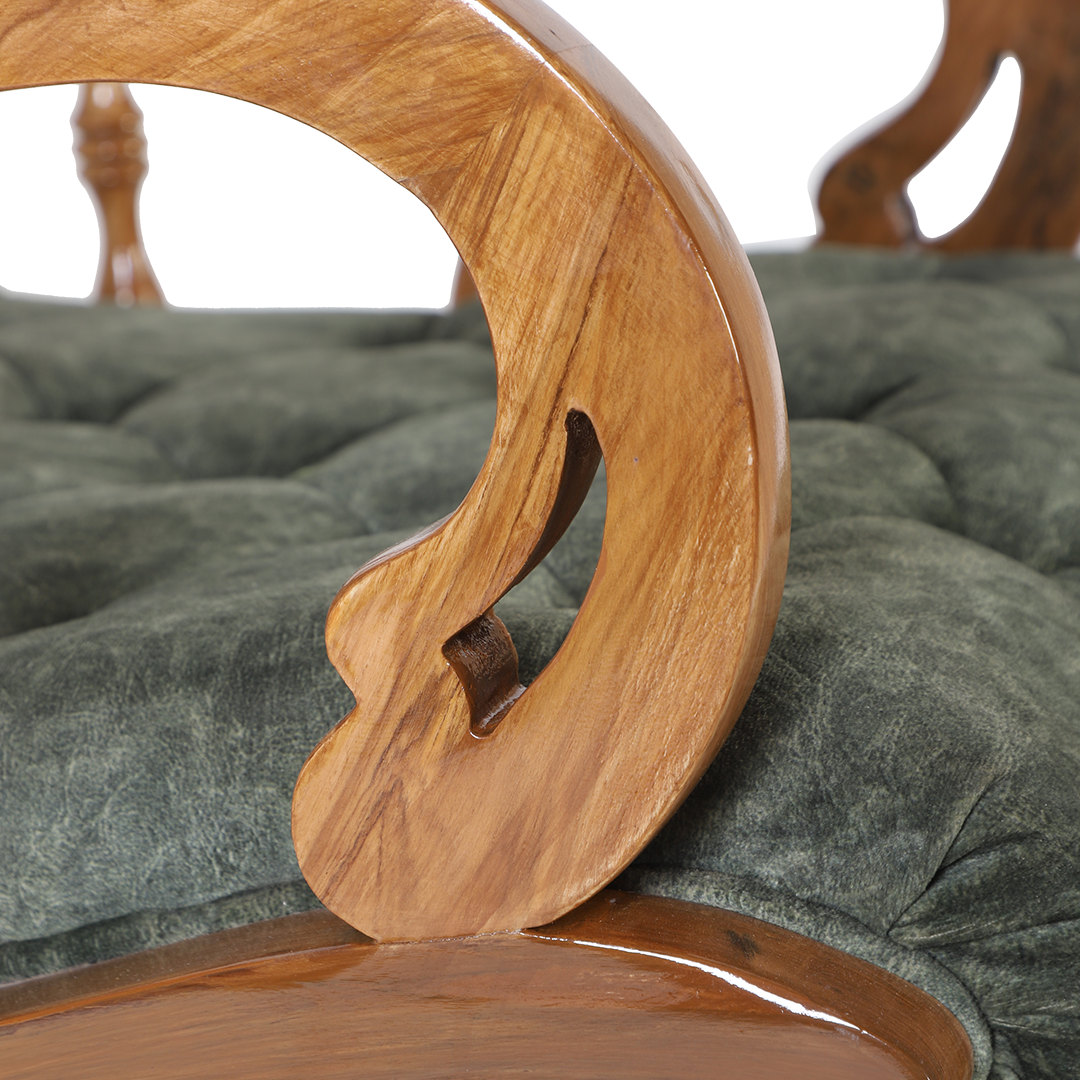 Touffy Fabric Upholstered Teak Wood Rocking Chair (Teak Green)