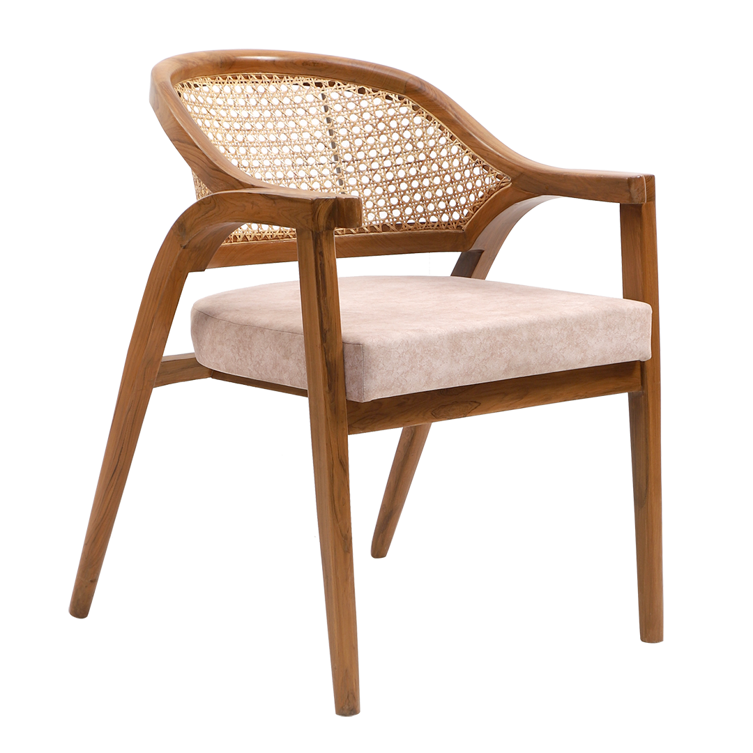 Bemla Teak Wood Arm Chair (Teak Beige)