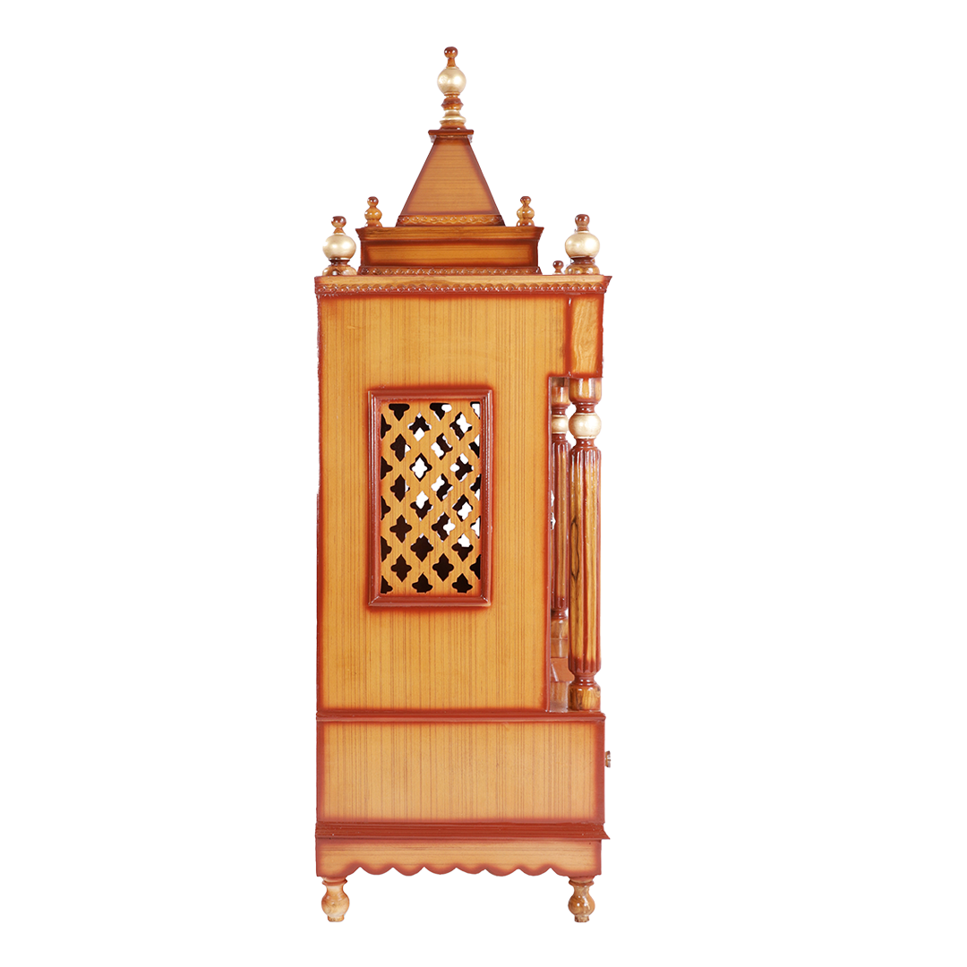 Antarusya Large Floor Rested Pooja Mandir with Door (Teak Gold)