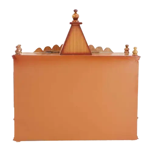 SukhatMan Large Wall Mount Pooja Mandir/Wooden temple in Teak Color Back View