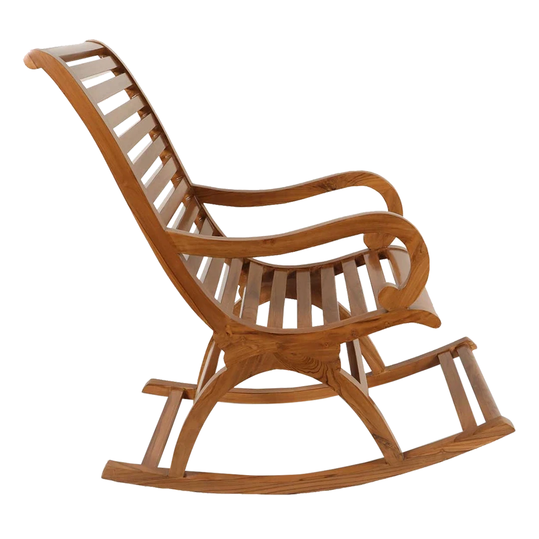 Boston Teak Wood Rocking Chair in Mahogany color side view
