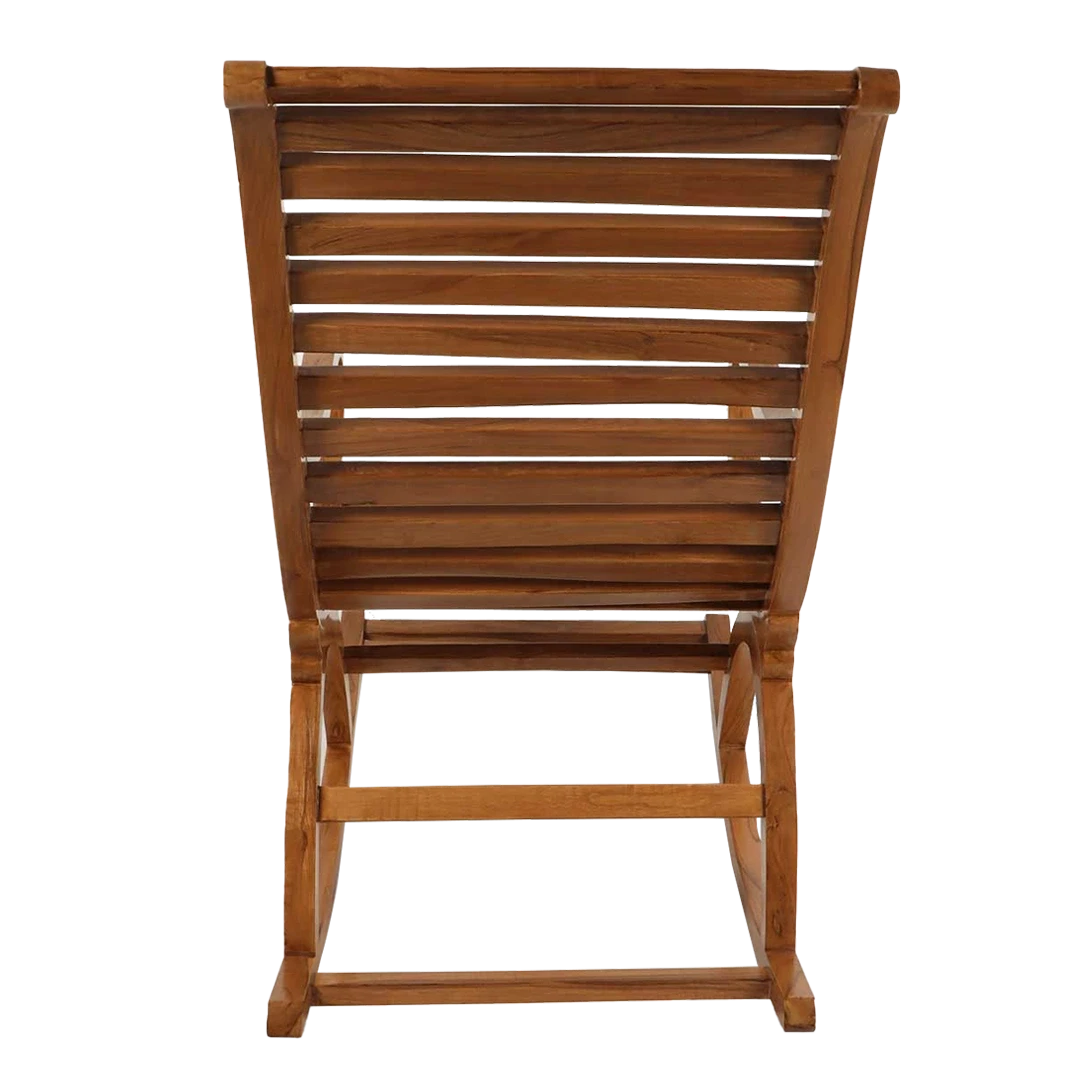 Boston Teak Wood Rocking Chair in Mahogany color back view