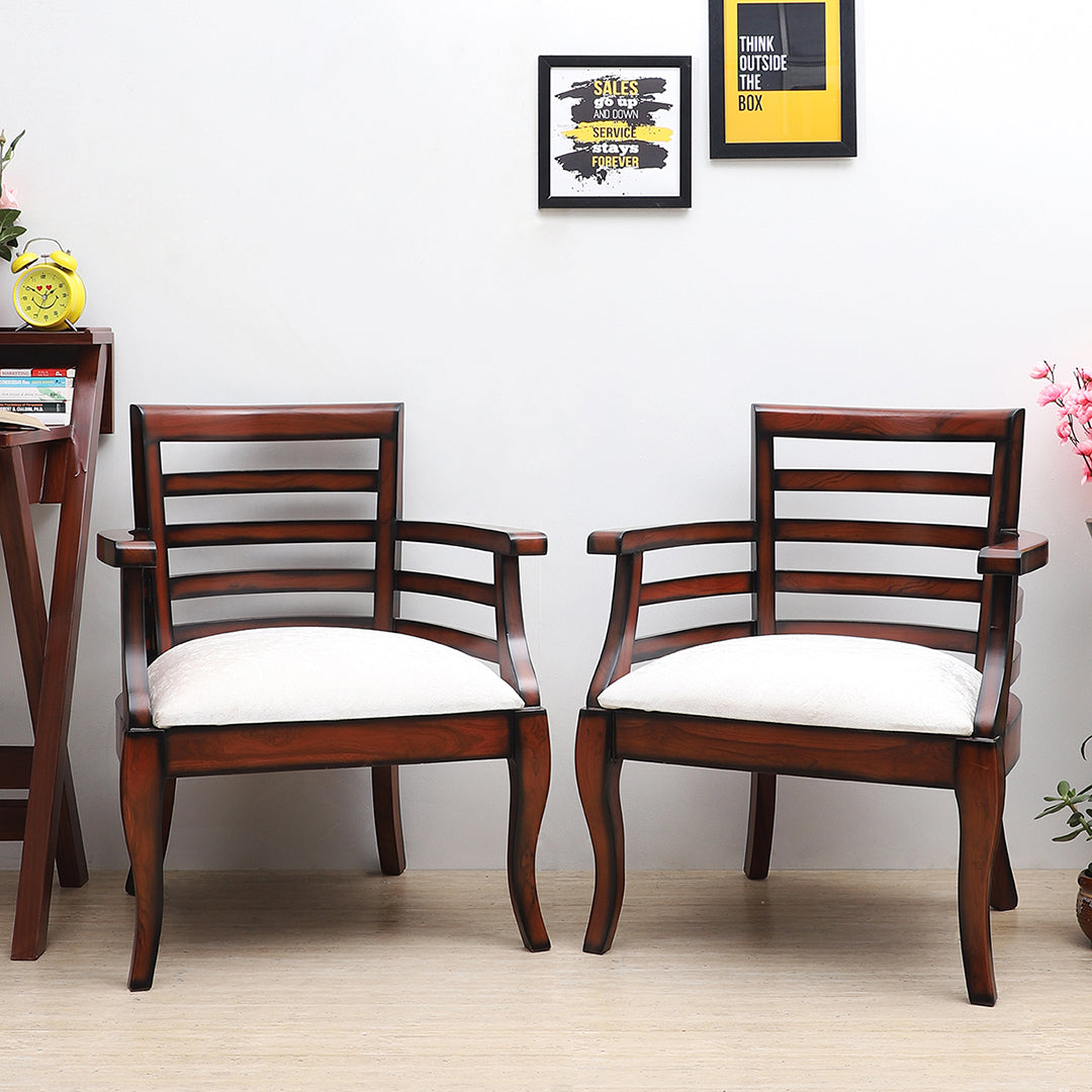 Toledo Wooden Arm Chairs (Brown-Silver)