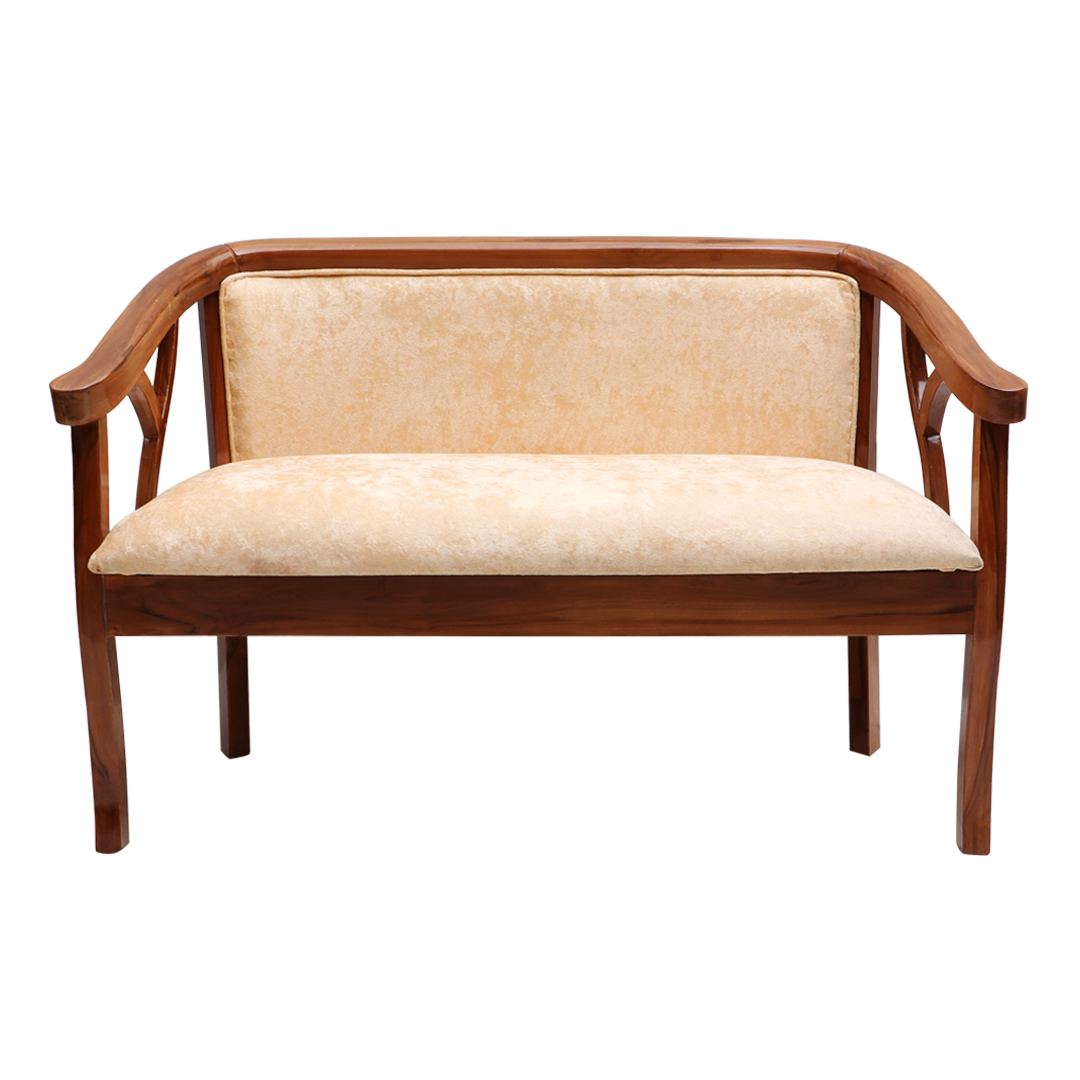 Verior Solid Wood Love Sofa (Teak Beige)