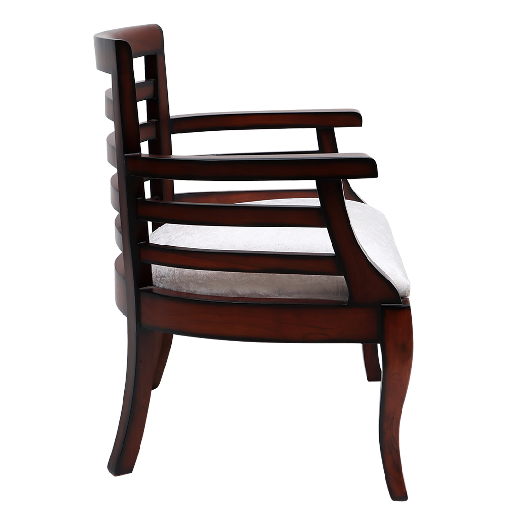 Toledo Teak Wood Arm Chair (Brown Silver)
