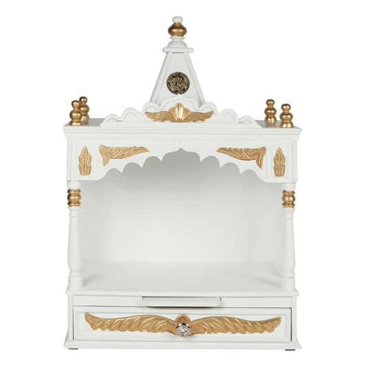 Divya Prakostha Pooja Mandir Wall Mount without Door (White Gold) (Limited Edition)