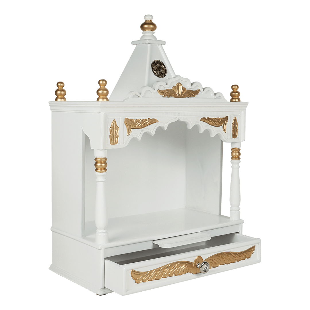 Divya Prakostha Pooja Mandir Wall Mount without Door (White Gold) (Limited Edition)