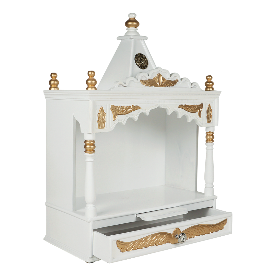 Divya Prakostha Pooja Mandir Wall Mount (White Gold) (Limited Edition)