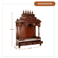 Ishanam Teak Wood Mandir (Brown)  Dimensions