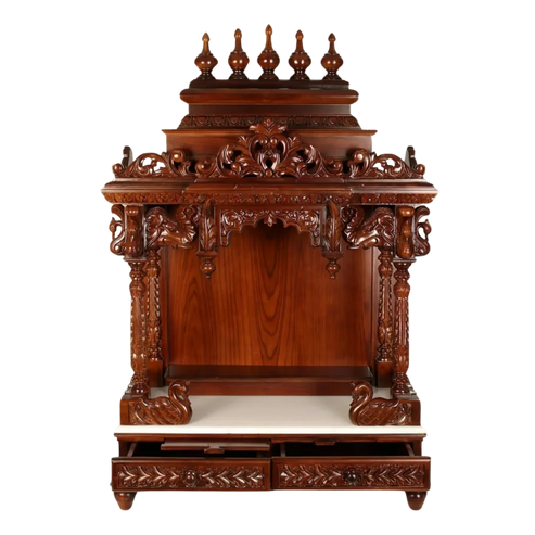 Ishanam Teak Wood Mandir - Brown