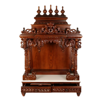 Ishanam Teak Wood Mandir (Brown) Front view