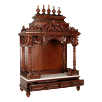 Ishanam Teak Wood Mandir (Brown)  Side angle