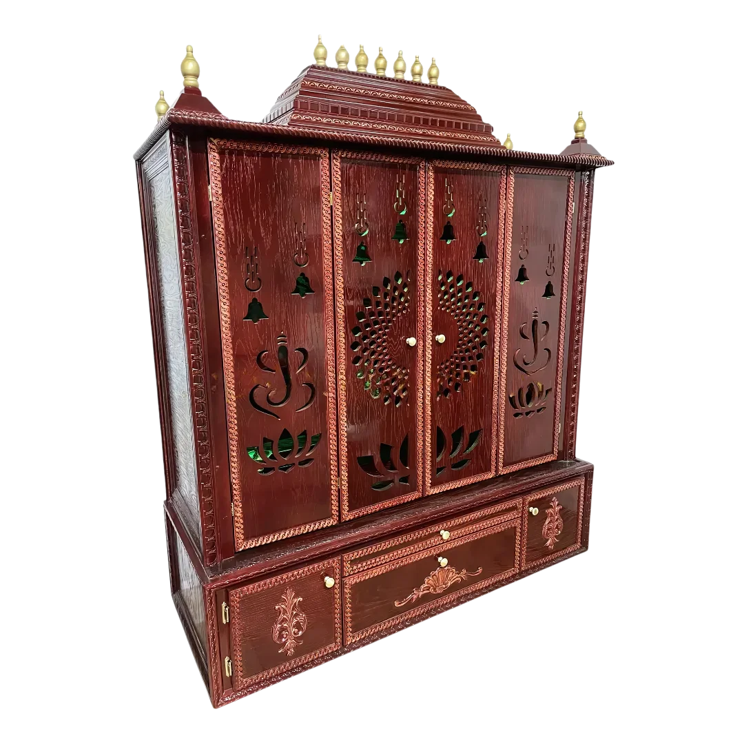 Ishta Teak Wood Mandir (Cherry) Side angle
