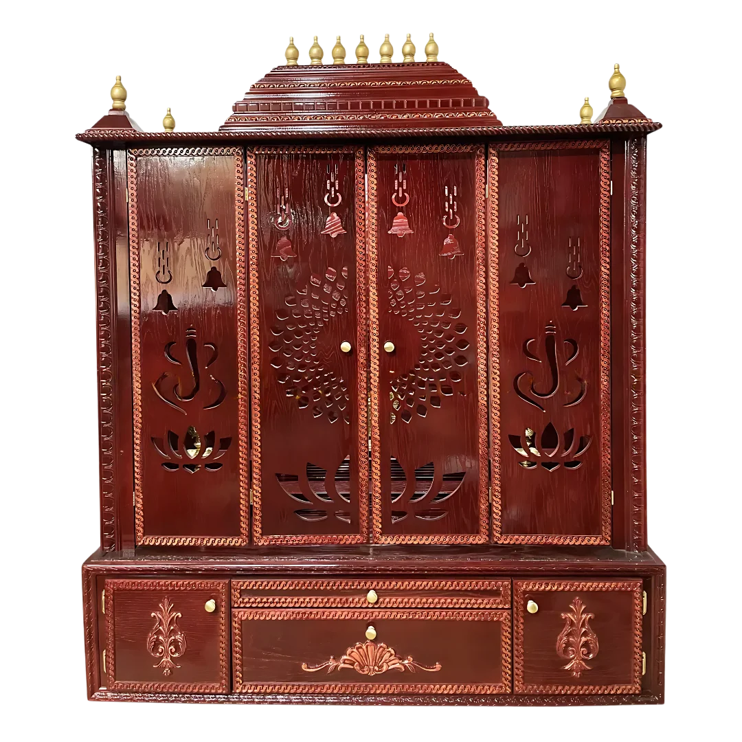 Ishta Teak Wood Mandir (Cherry) front view