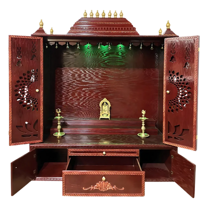 Ishta Teak Wood Mandir (Cherry) open door view
