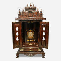 Jagannath Teak Wood Mandir (Brown)open door front view 