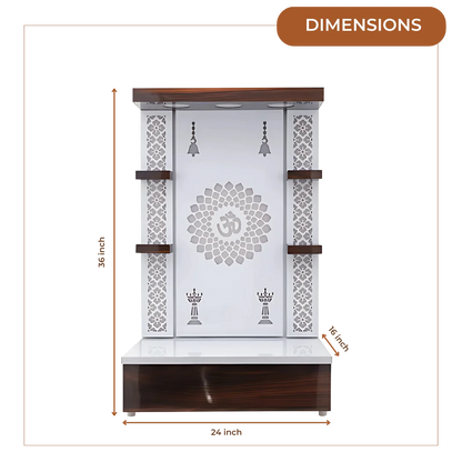 Jyoti Sthambh Wooden Pooja Mandir (White) Dimensions