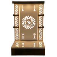 Jyoti Sthambh Wooden Pooja Mandir without Door(Gold) Front View