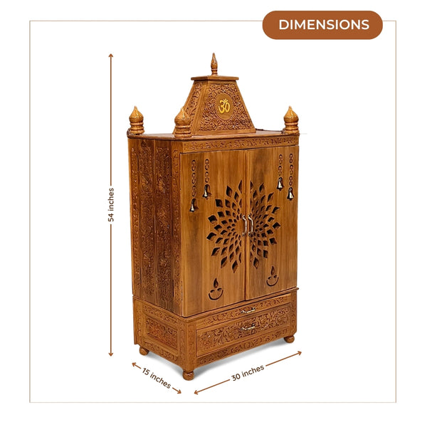 Kailasa Teak Wood Mandir (Teak) dimensions 