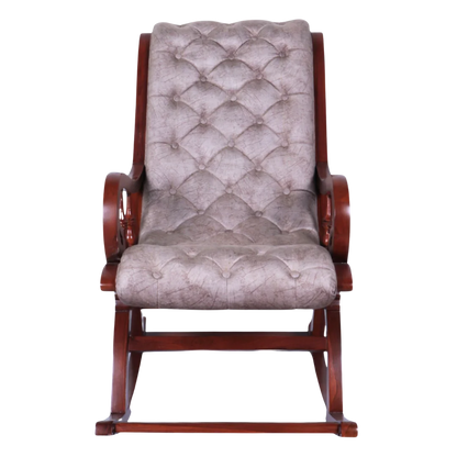 Kairo Teak Wood Fabric Rocking Chair Front View (Brown Slate)
