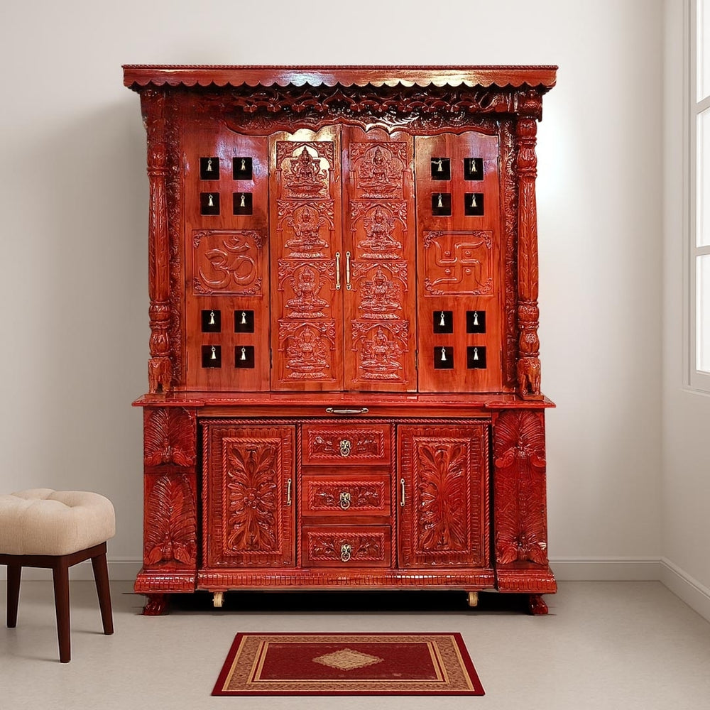 Kalash Kruti Teak Wood Mandap (Cherry)  lifestyle view