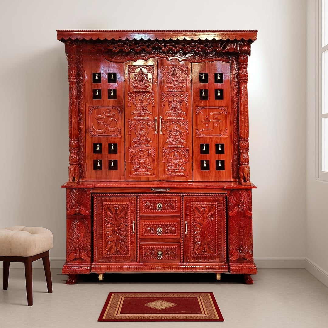 Kalash Kruti Teak Wood Mandap (Cherry)  lifestyle view