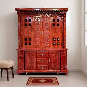 Kalash Kruti Teak Wood Mandap (Cherry)