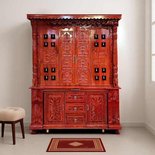 Kalash Kruti Teak Wood Mandap (Cherry)  lifestyle view