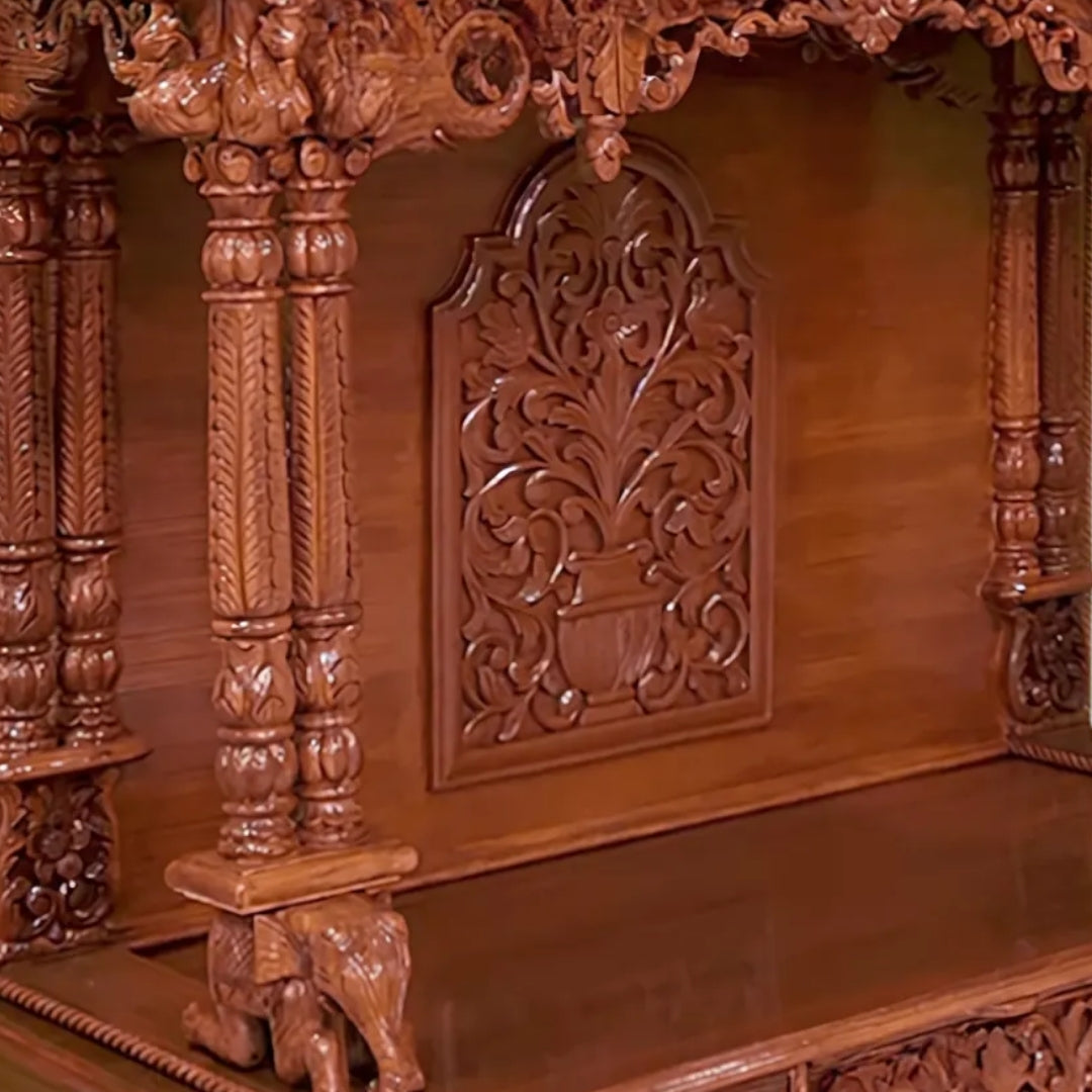 Kamal Teak Wood Mandap (Brown) close view