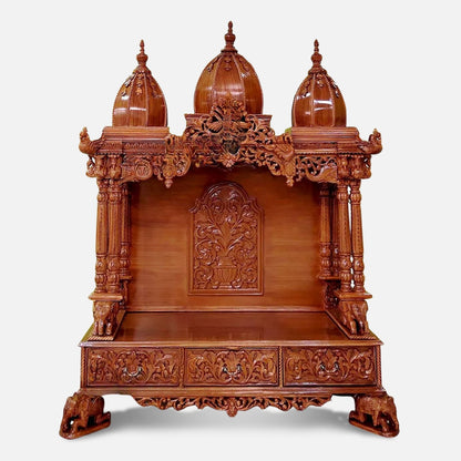 Kamal Teak Wood Mandap (Brown) front view