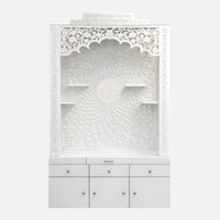 Kamalika Wooden Corian Mandir (White) front view 