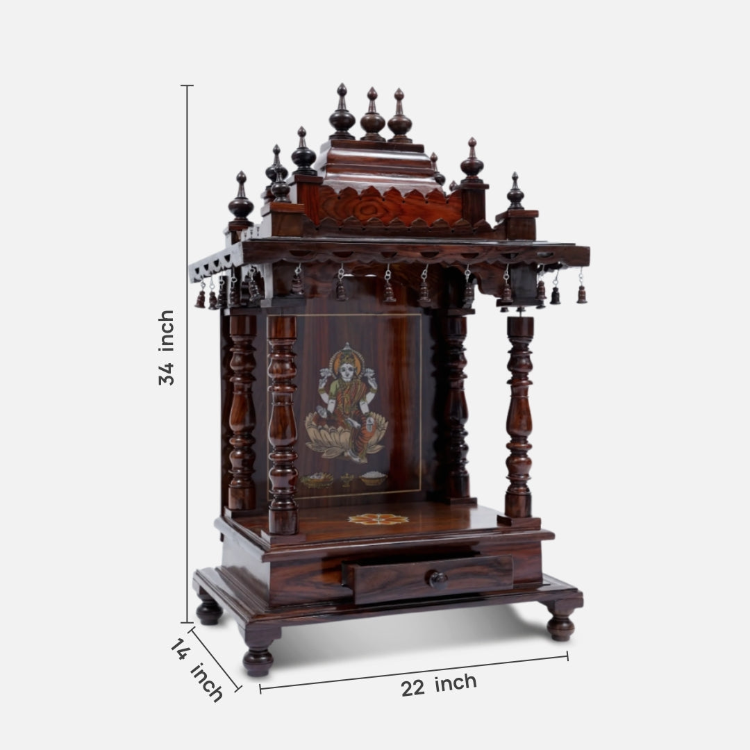 Kamalini Teak Wood Mandir (Brown) dimensions 
