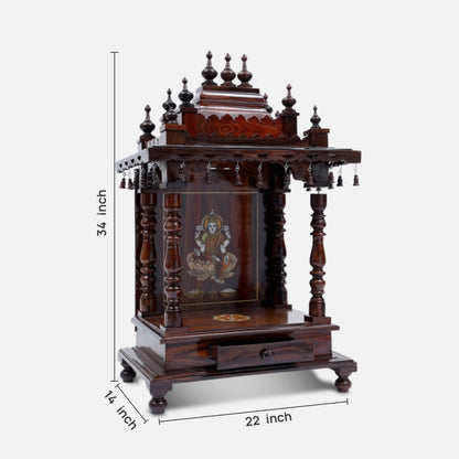 Kamalini Teak Wood Mandir (Brown) dimensions 