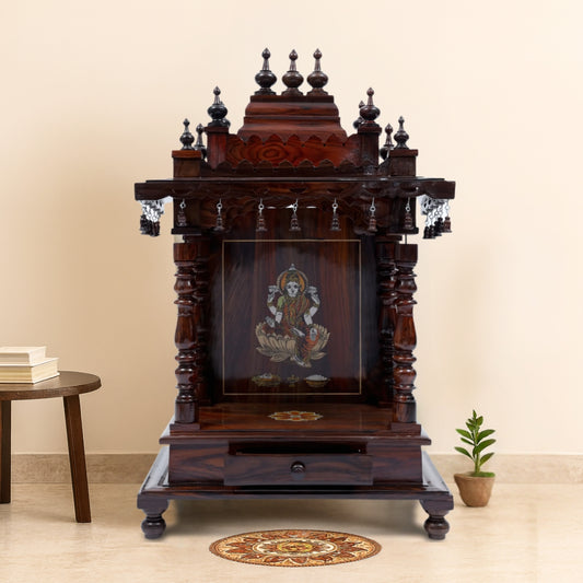 Kamalini Teak Wood Mandir (Brown) lifestyle view 
