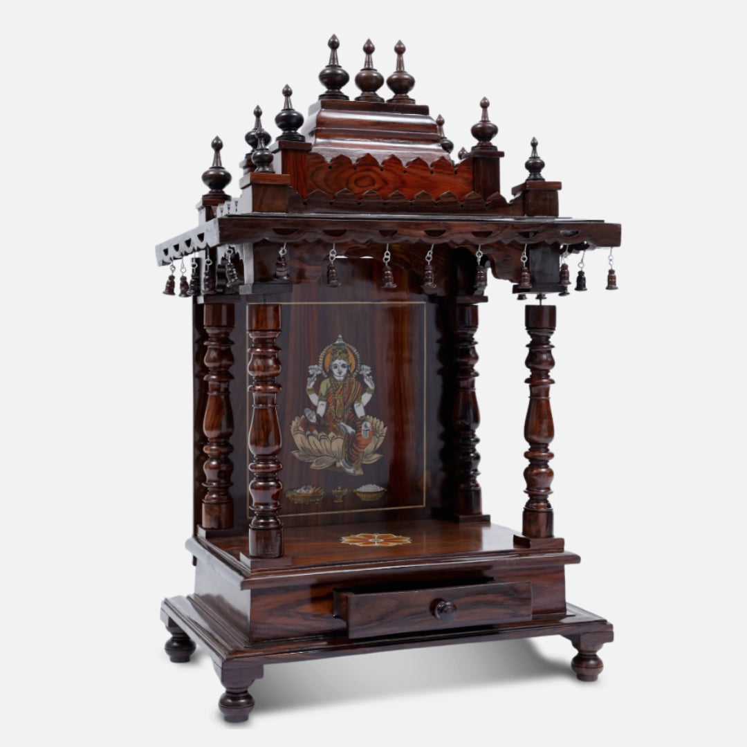 Kamalini Teak Wood Mandir (Brown) side angle
