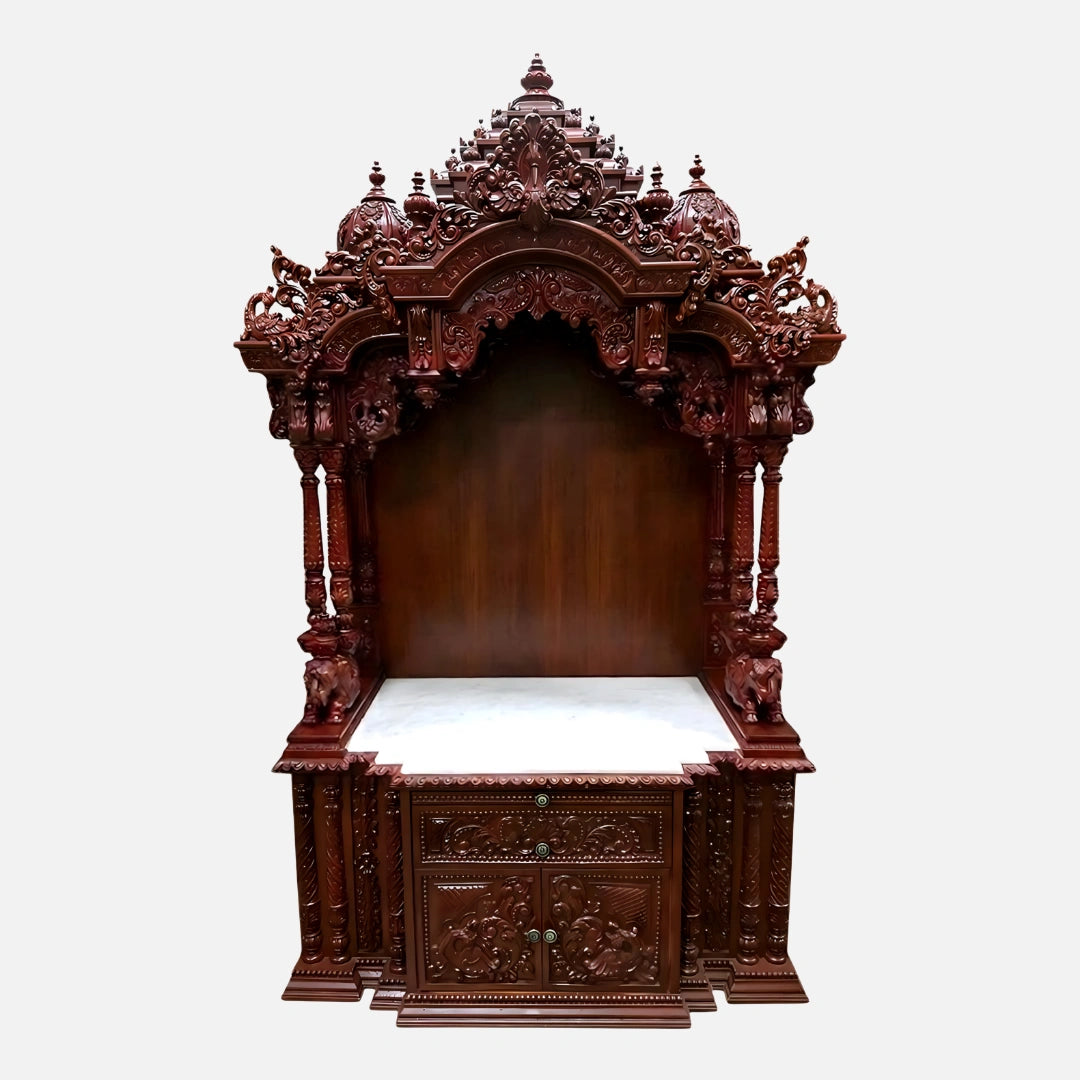 Kanchi Teak Wood Mandap (Cherry) front view 