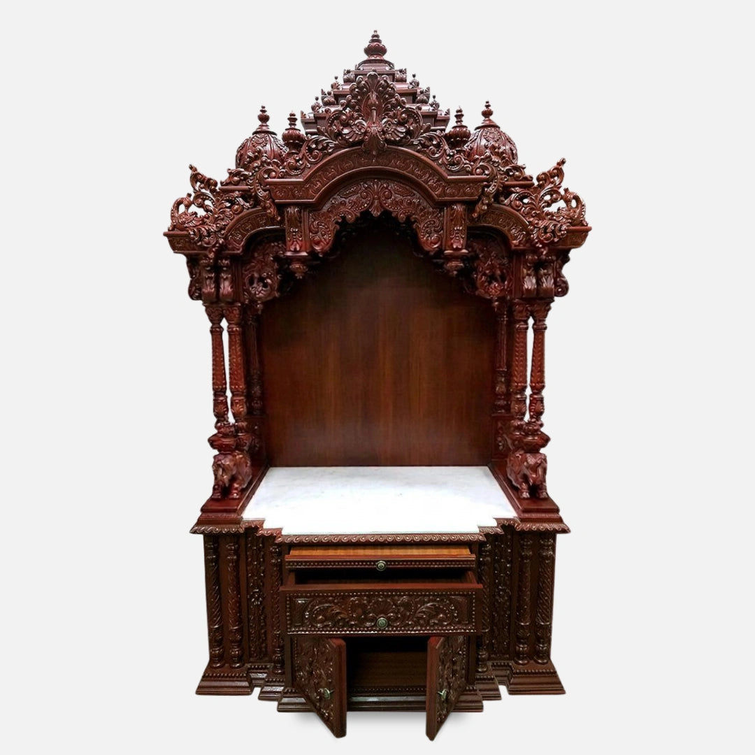 Kanchi Teak Wood Mandap (Cherry) open drawer