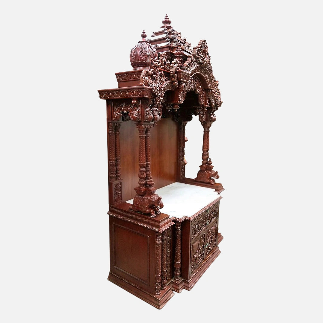 Kanchi Teak Wood Mandap (Cherry) side angle 