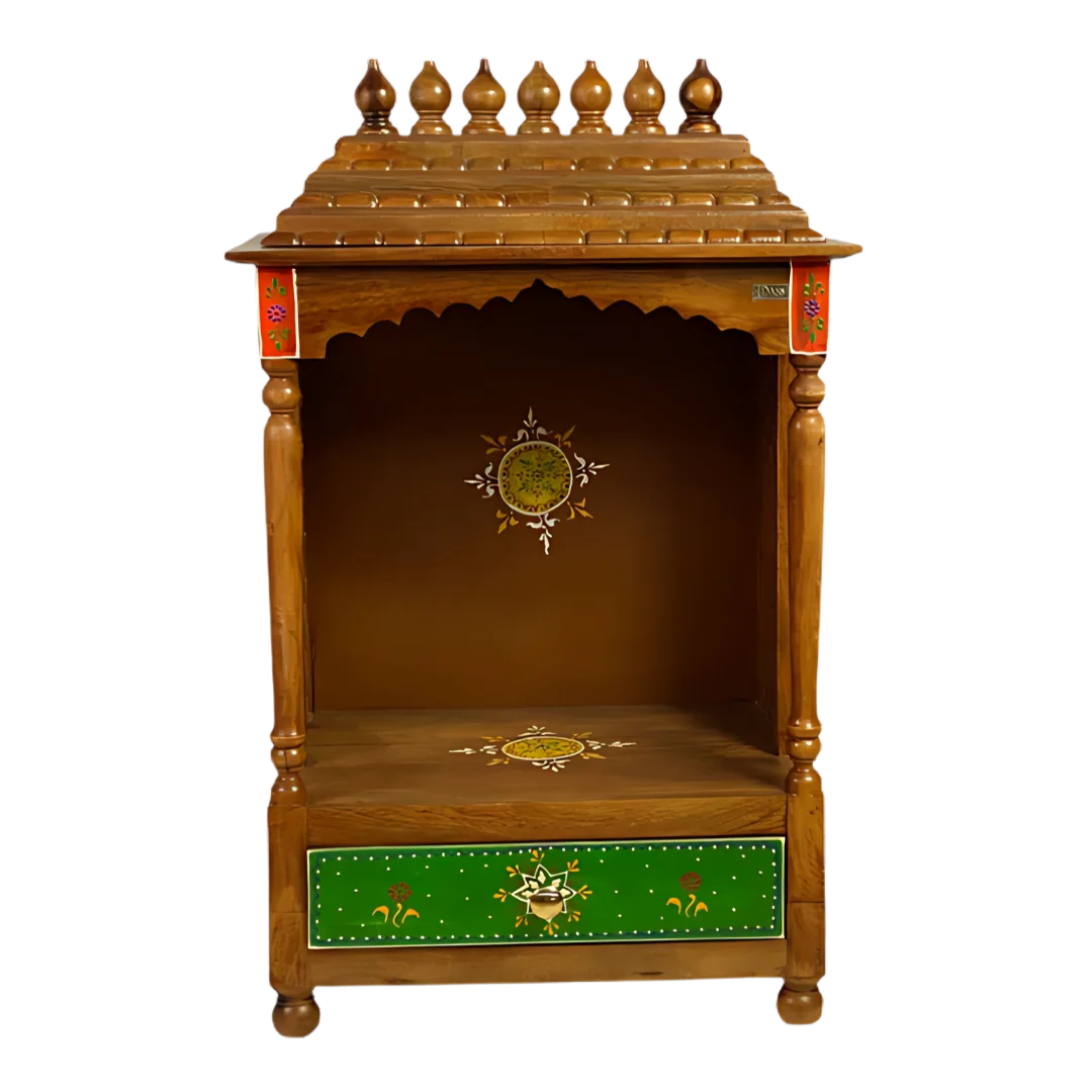 Kantrika Sheesham Wood Mandir (Teak) Front view