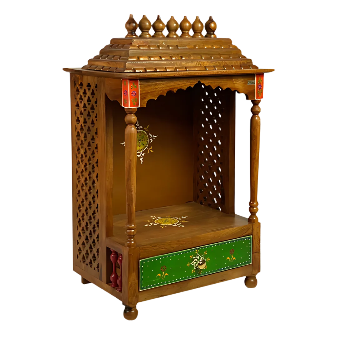 Kantrika Sheesham Wood Mandir (Teak) Side angle 