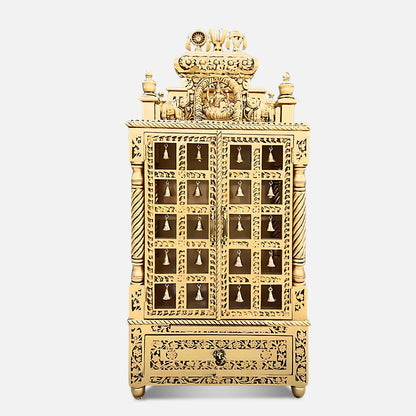 Karunesh Teak Wood Mandir (Gold) front view 
