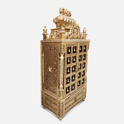 Karunesh Teak Wood Mandir (Gold) side angle 