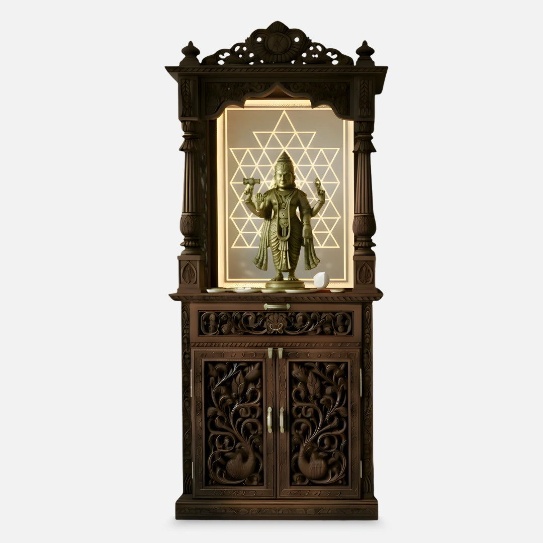  Karuneshwar Teak Wood Mandap (Brown) front view 