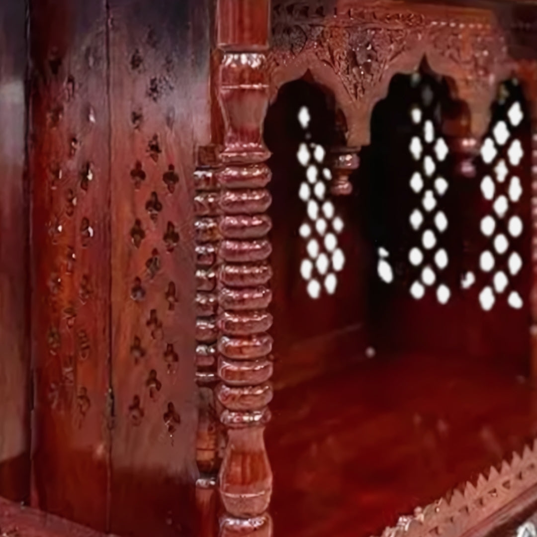 Kaveri Teak Wood Mandir (Brown) close view