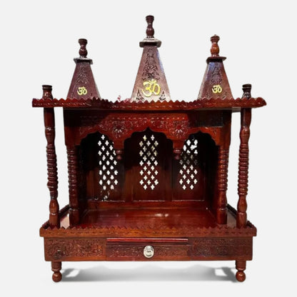 Kaveri Teak Wood Mandir (Brown) front view