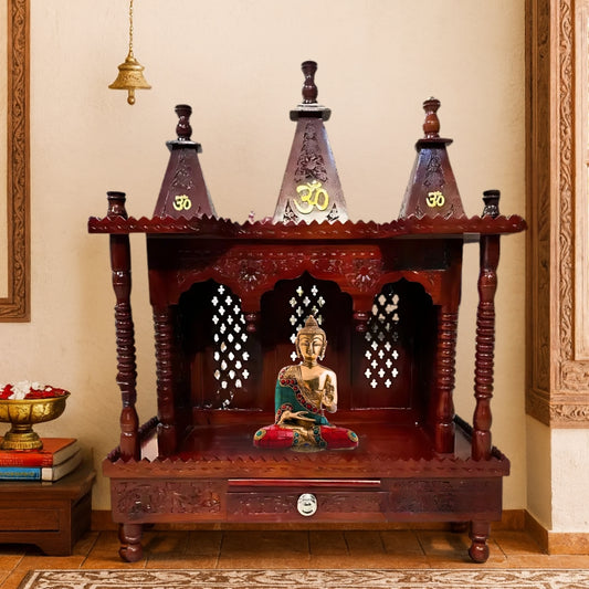 Kaveri Teak Wood Mandir (Brown) lifestyle view 