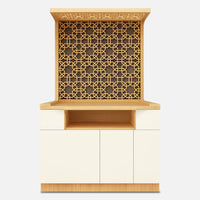 Keertana Teak Wood Mandap (White) front view 