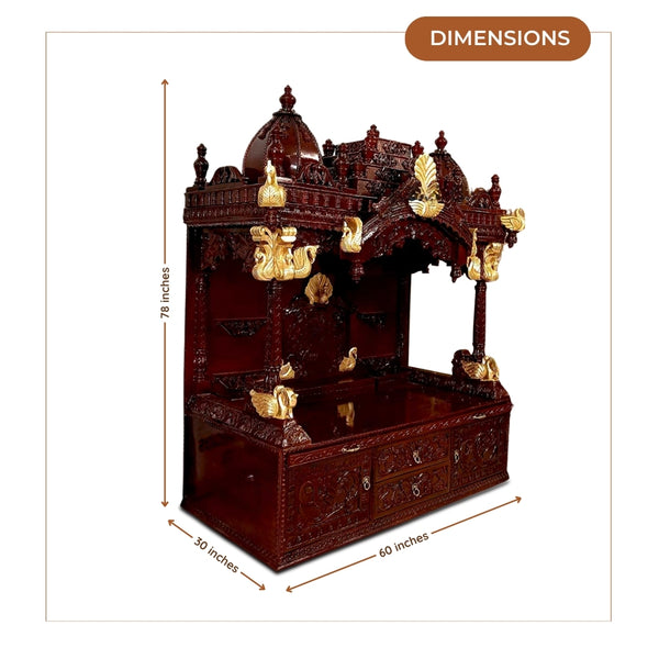 Kesar Teak Wood Mandap (Cherry) dimensions 