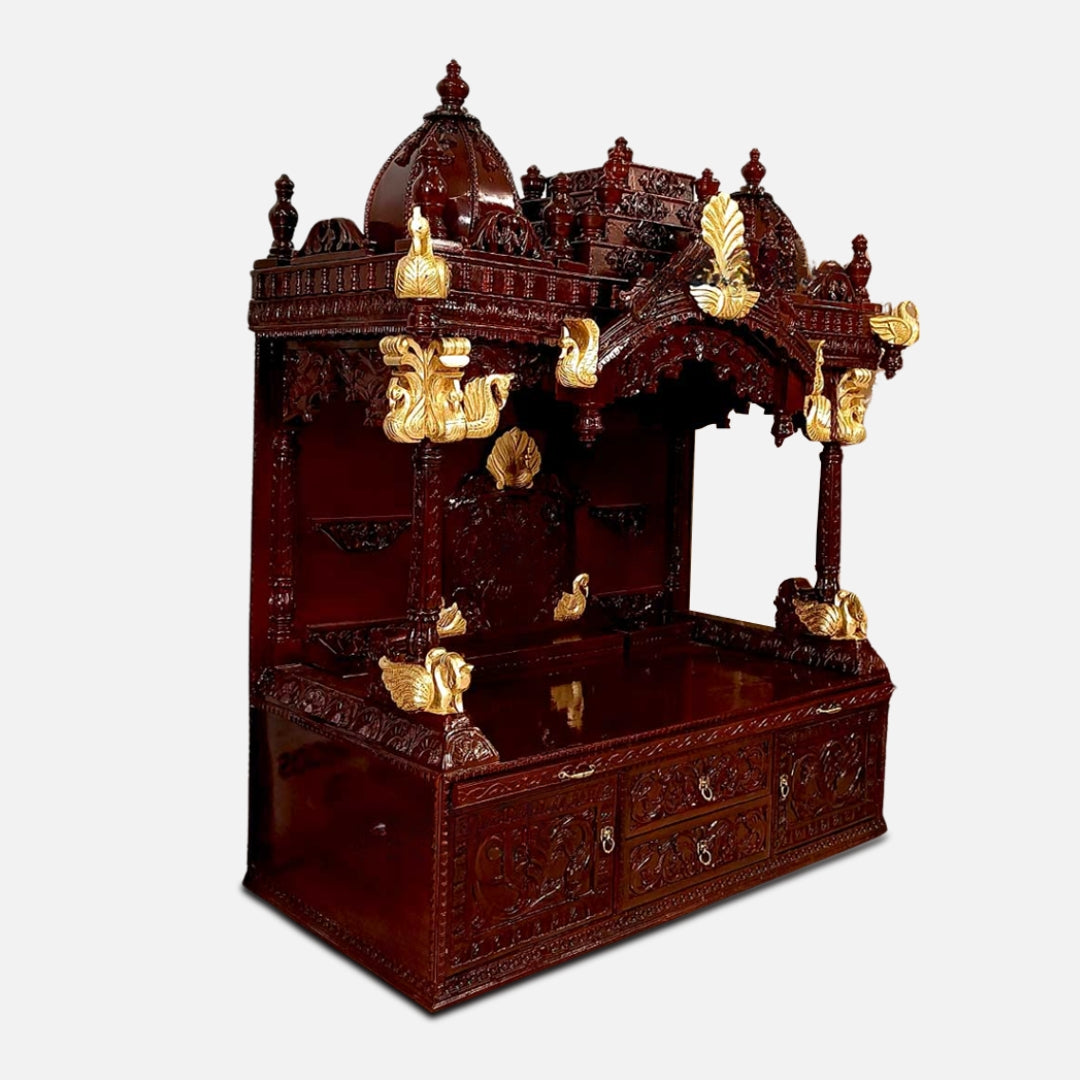 Kesar Teak Wood Mandap (Cherry) side  angle 