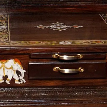  Kesari Teak Wood Mandir (Brown) close  image 